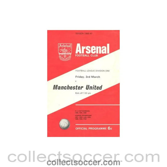 1967 - Arsenal v Manchester United official programme 03/03/1967