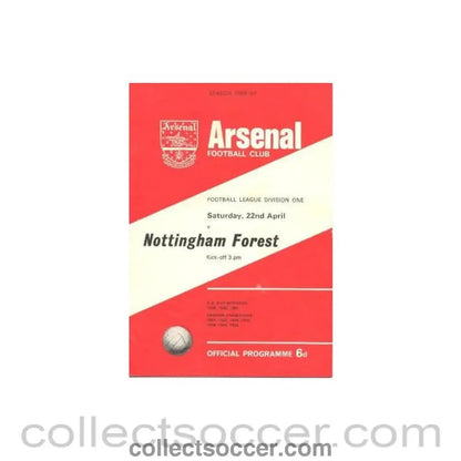 1967 - Arsenal v Nottingham Forest official programme 22/04/1967 - Collect Soccer