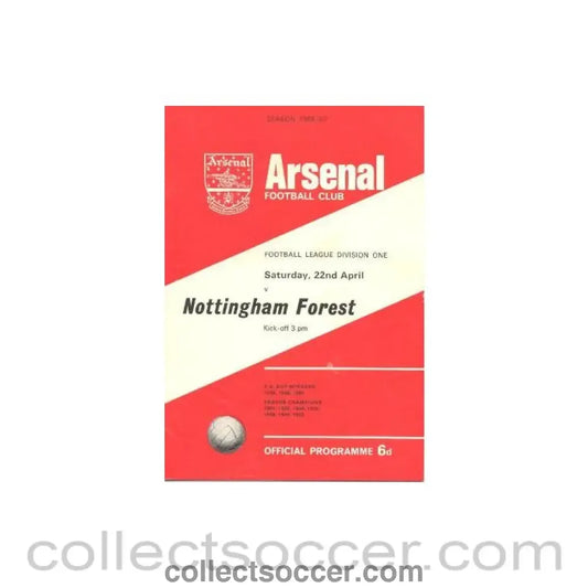 1967 - Arsenal v Nottingham Forest official programme 22/04/1967