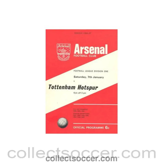 1967 - Arsenal v Tottenham Hotspur official programme 07/01/1967