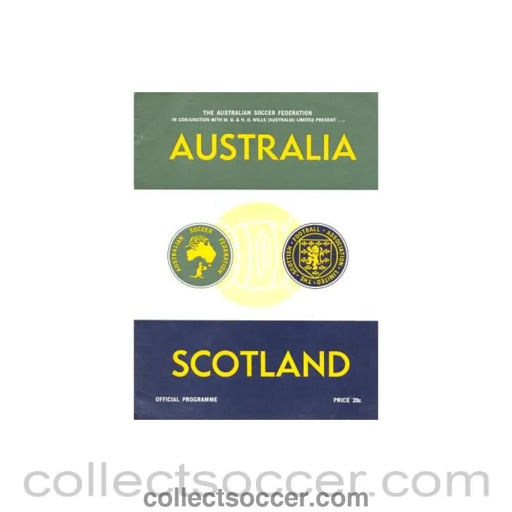 1967 Australia v Scotland official programme 31/05/1967 - Collect Soccer