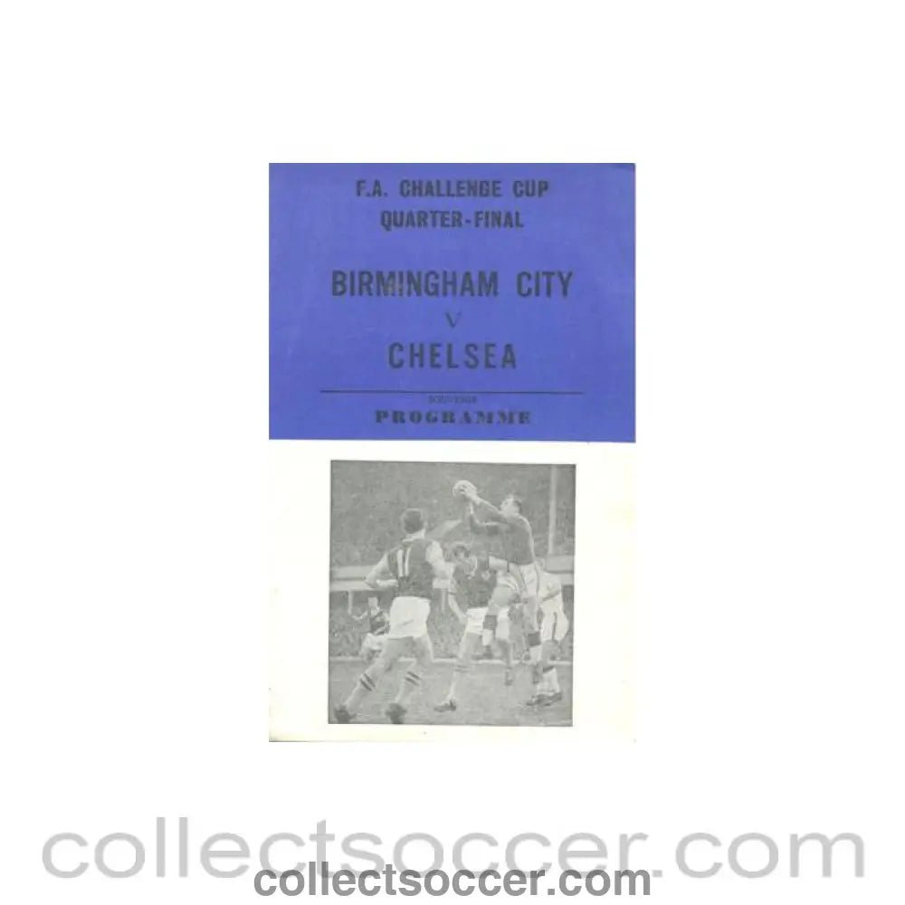 1967 - Birmingham City vChelsea unofficial programme 1967 - 1968 F.A. Cup Quarter - Final, pirate - Collect Soccer
