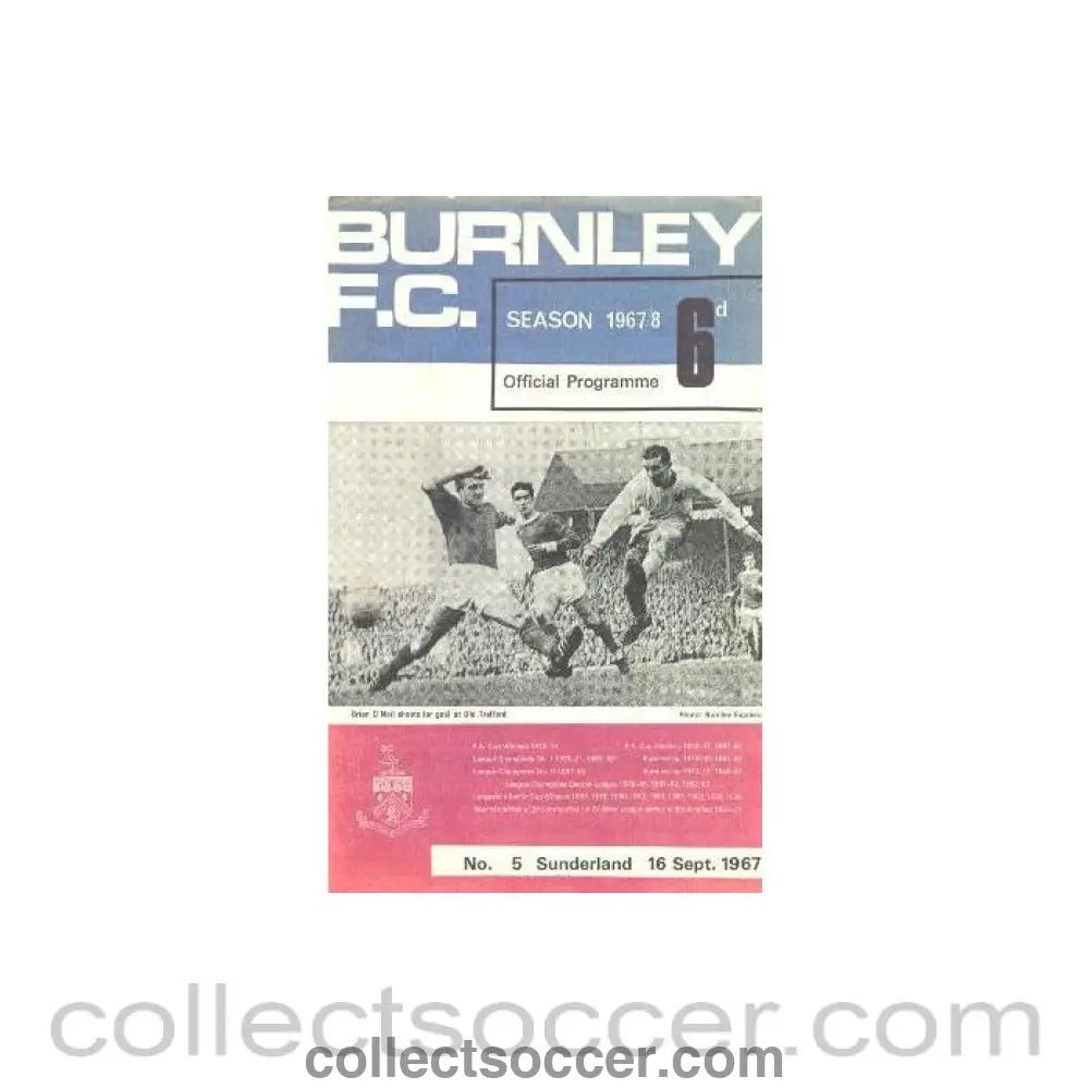 1967 - Burnley v Sunderland official programme 16/09/1967 - Collect Soccer