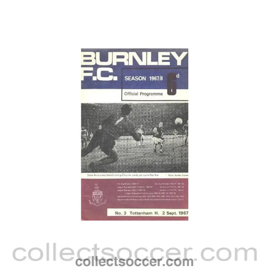 1967 - Burnley v Tottenham Hotspur official programme 02/09/1967 Football League