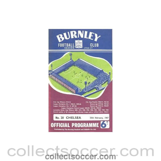 1967 - Burnley vChelsea official programme 25/02/1967