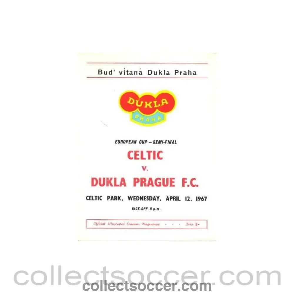 1967 - Celtic v Dukla Prague official programme 12/04/1967 - Collect Soccer