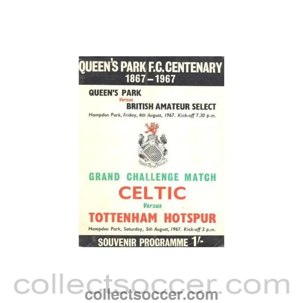 1967 - Celtic v Tottenham Hotspur official programme 05/08/1967 Grand Challenge Match - Collect Soccer