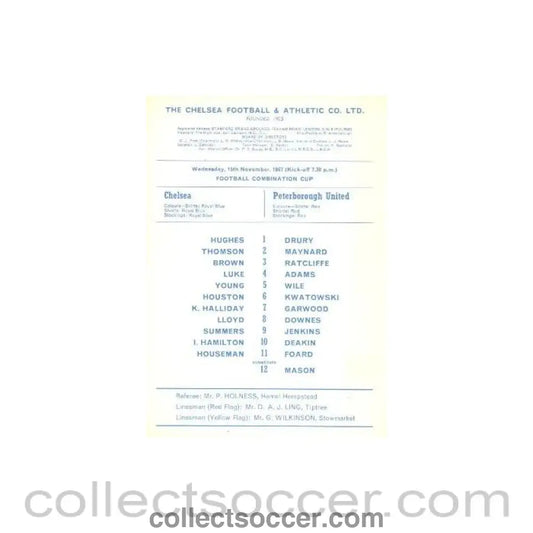 1967 - Chelsea Reserves v Peterborough Reserves official programme 15/11/1967