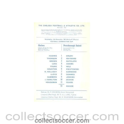 1967 - Chelsea Reserves v Peterborough Reserves official programme 15/11/1967 - Collect Soccer