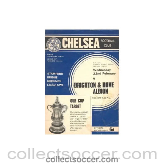 1967 - Chelsea v Brighton & Hove Albion official programme 22/02/1967 F.A. Cup