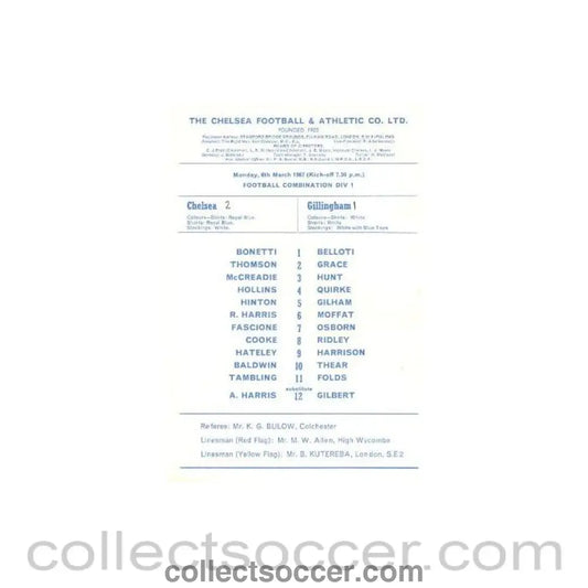 1967 - Chelsea v Gillingham official programme 06/03/1967