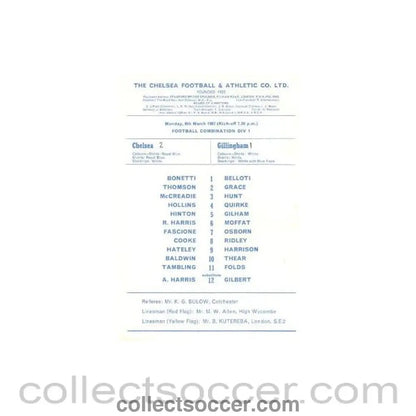 1967 - Chelsea v Gillingham official programme 06/03/1967 - Collect Soccer