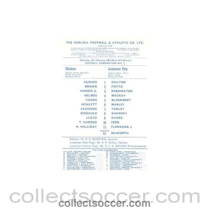 1967 - Chelsea v Leicester official programme 18/02/1967 - Collect Soccer