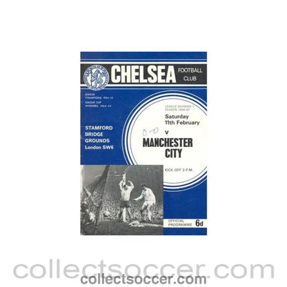 1967 - Chelsea v Manchester City official programme 11/02/1967 Football League token missing and hence half price