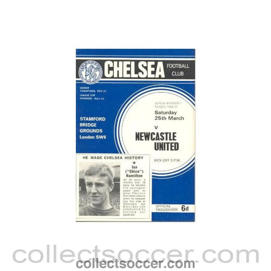 1967 - Chelsea v Newcastle United official programme 25/03/1967 Football League