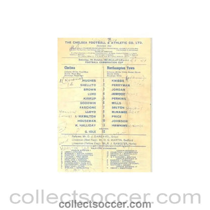 1967 - Chelsea v Northampton official programme 07/10/1967 Reserves - Collect Soccer