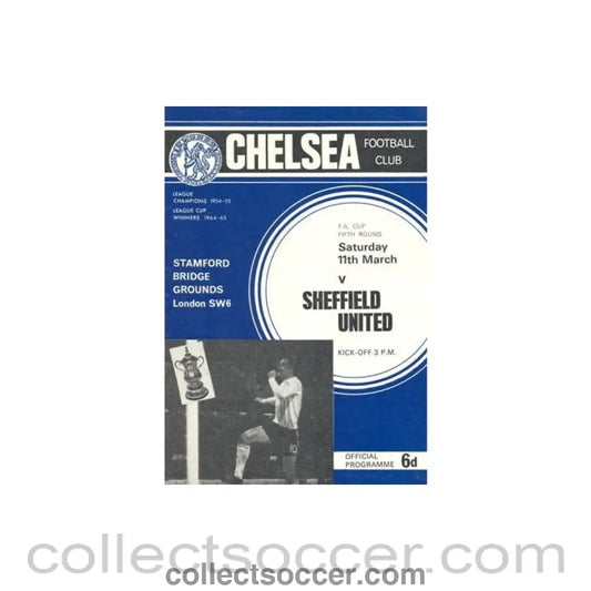 1967 - Chelsea v Sheffield United official programme 11/03/1967 F.A. Cup token missing and hence half price