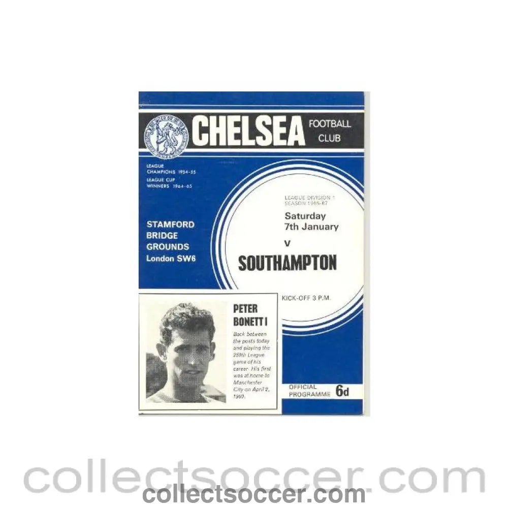 1967 - Chelsea v Southampton official programme 07/01/1967 Football League - Collect Soccer