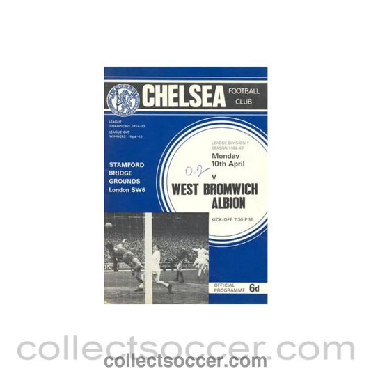 1967 - Chelsea v West Bromwich Albion official programme 10/04/1967 Football League token missing and hence half price