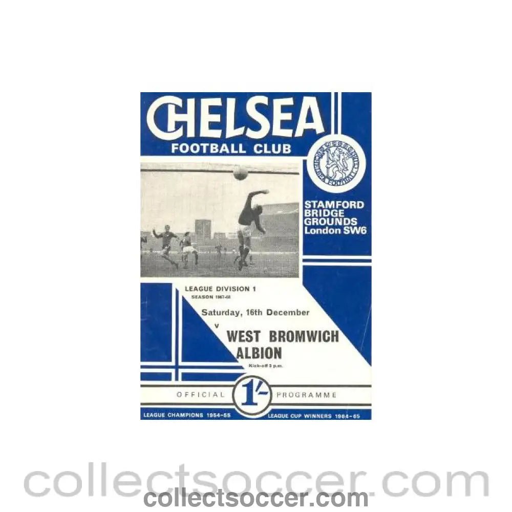 1967 - Chelsea v West Bromwich Albion official programme 16/12/1967 - Collect Soccer