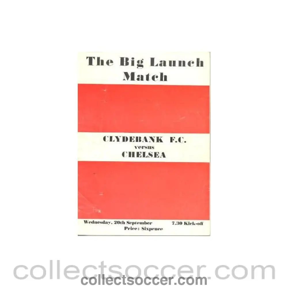 1967 - Clydebank vChelsea official programme 20/09/1967 - Collect Soccer