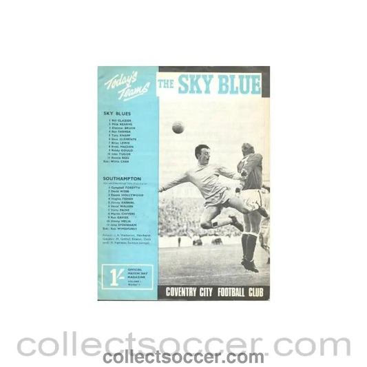 1967 - Coventry City v Southampton official programme 05/09/1967 Football League - Collect Soccer