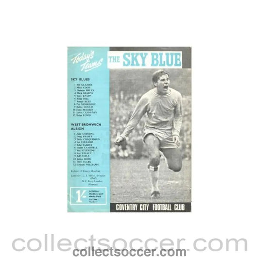 1967 - Coventry City v West Bromwich Albion official programme 23/09/1967 Football League - Collect Soccer