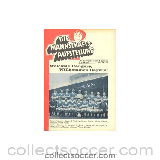 1967 Cup Winners Cup Final ’Aufstellung’ Edition Bayern Munich v Glasgow Rangers
