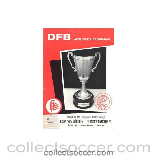 1967 Cup Winners Cup Final Official Programme UEFA Edition Bayern Munich v Glasgow Rangers