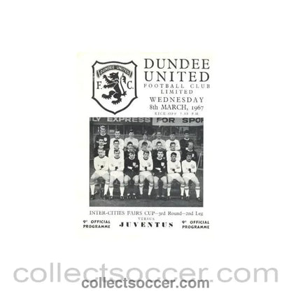 1967 - Dundee United v Juventus official programme 08/03/1967 - Collect Soccer