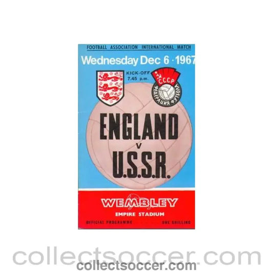 1967 England V U.S.S.R Programme 06/12/1967 - Collect Soccer