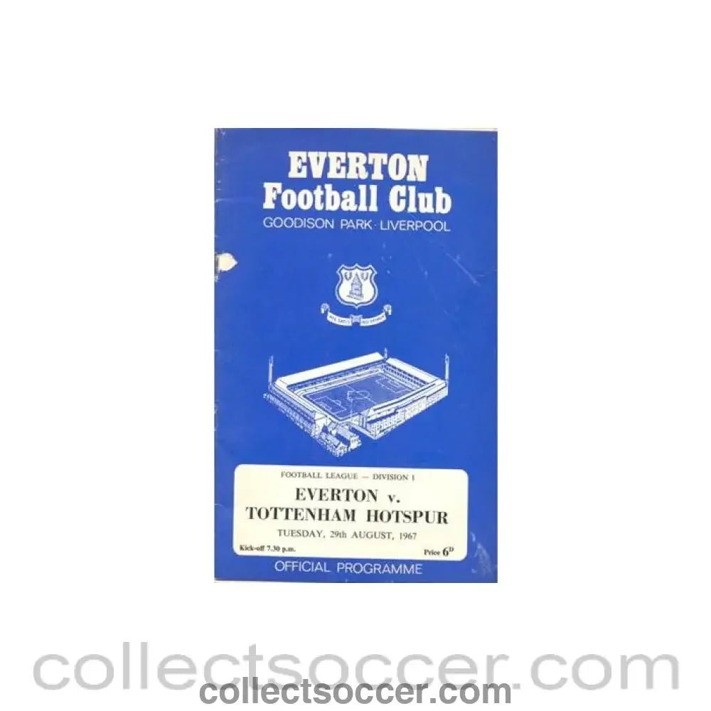 1967 - Everton v Tottenham Hotspur official programme 29/08/1967 Football League - Collect Soccer