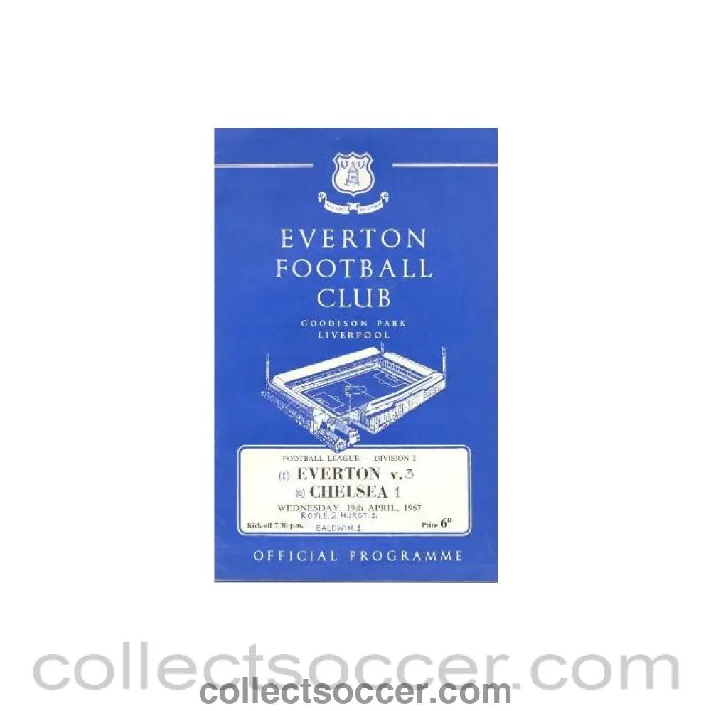 1967 - Everton vChelsea official programme 19/04/1967 - Collect Soccer