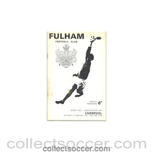 1967 - Fulham v Liverpool official programme 25/02/1967 - Collect Soccer