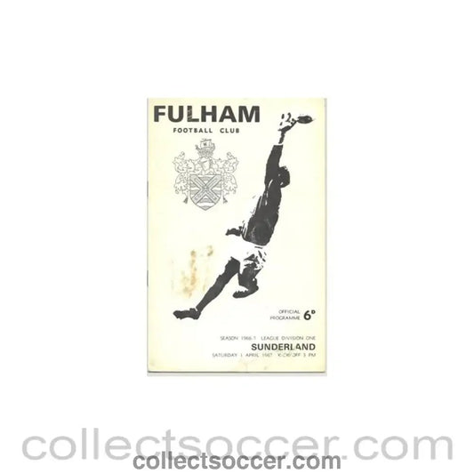 1967 - Fulham v Sunderland official programme 01/04/1967 - Collect Soccer