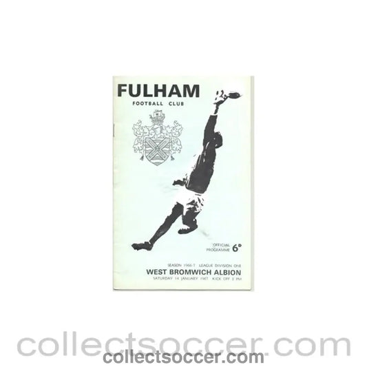 1967 - Fulham v West Bromwich Albion official programme 14/01/1967 some water stains - Collect Soccer