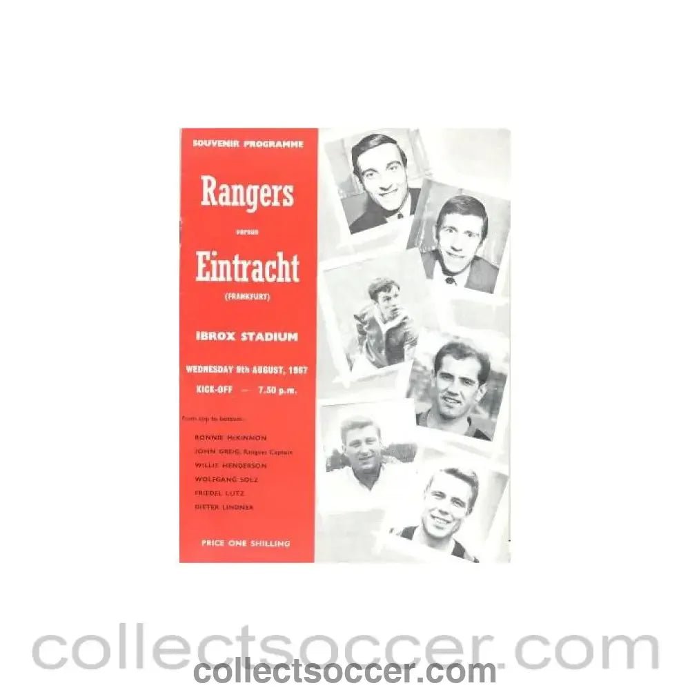 1967 - Glasgow Rangers v Eintracht, Frankfurt, Germany official programme 09/08/1967 - Collect Soccer