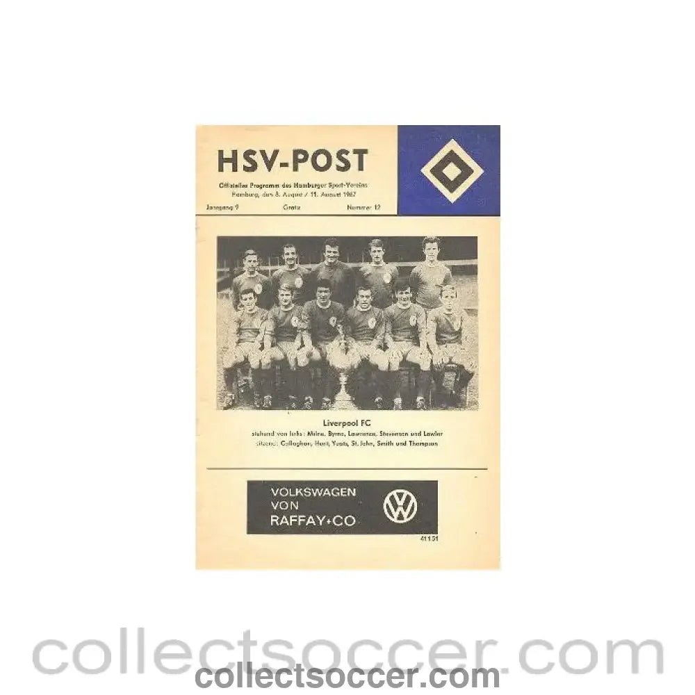 1967 - Hamburg v Liverpool official programme 09/08/1967 - Collect Soccer