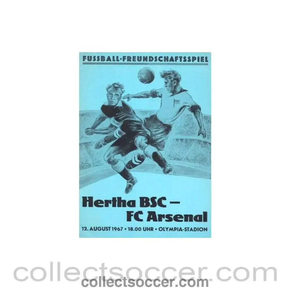1967 Hertha Berlin v Arsenal official programme 12/08/1967 Friendly Match