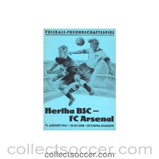 1967 Hertha Berlin v Arsenal official programme 12/08/1967 Friendly Match