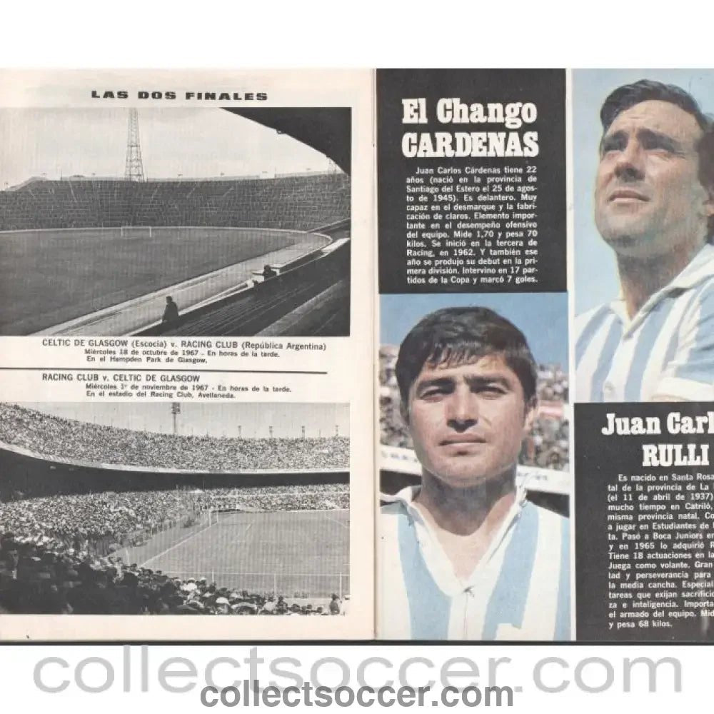 1967 Intercontinental Cup Final Programme Racing v Celtic - Collect Soccer