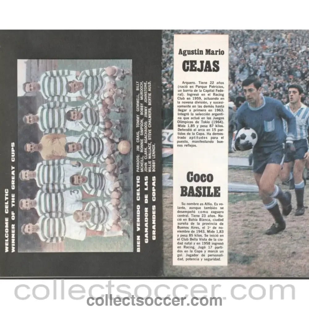 1967 Intercontinental Cup Final Programme Racing v Celtic - Collect Soccer