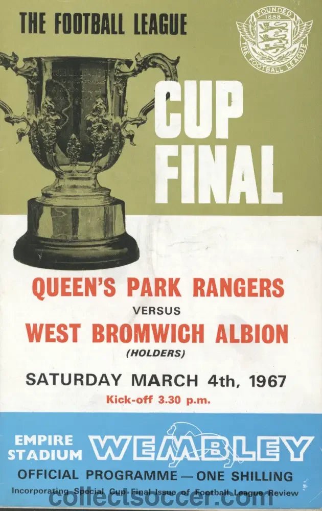1967 League Cup Final Programme Queens Park Rangers v Werst Bromwich Albion - Collect Soccer