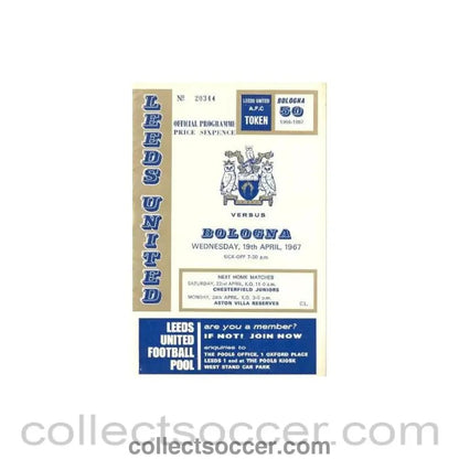 1967 - Leeds United v Bologna official programme 19/04/1967 - Collect Soccer
