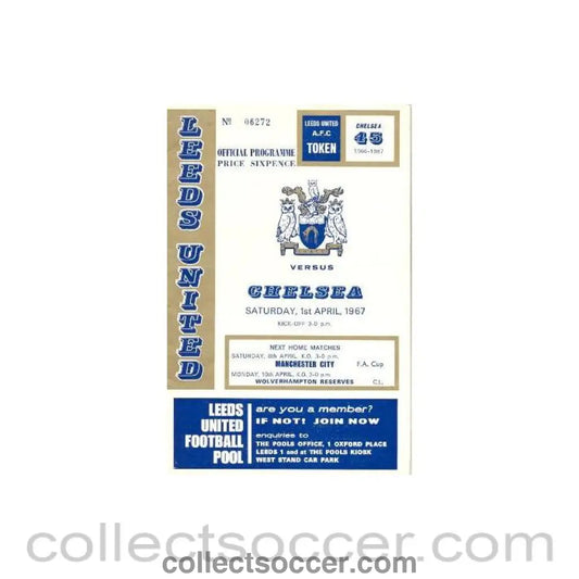 1967 - Leeds vChelsea official programme 01/04/1967