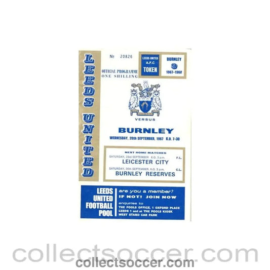 1967 - Leicester City v Burnley official programme 20/09/1967 - Collect Soccer