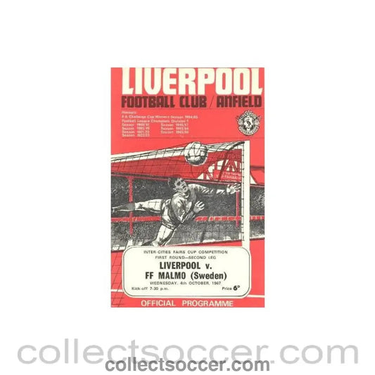 1967 - Liverpool v Malmo, Sweden official programme 04/10/1967 - Collect Soccer