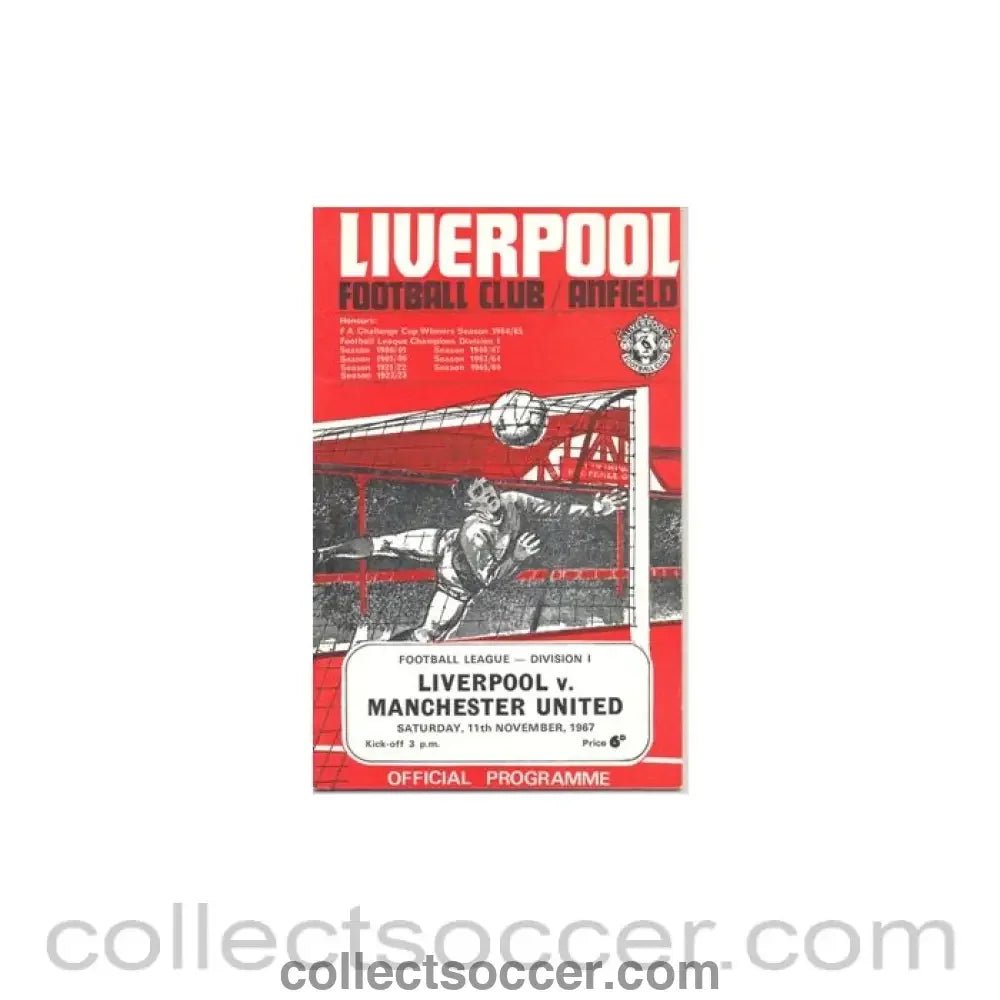 1967 - Liverpool v Manchester United official programme 11/11/1967 - Collect Soccer