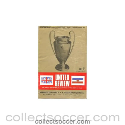 1967 - Manchester United v F. K. Sarajevo (Yugoslavia) official programme 29/11/1967 - Collect Soccer