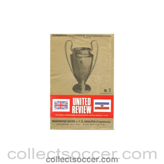 1967 - Manchester United v F. K. Sarajevo (Yugoslavia) official programme 29/11/1967 - Collect Soccer